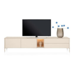 Trentino, Lowboard 270 cm. - 2-deuren + 2-laden + 1-niche - mdf gelakt - Creme