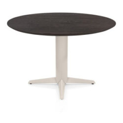 Caletta, table rond 120 cm. - plateau en ch&ecirc;ne - pied central cr&egrave;me - Basalt