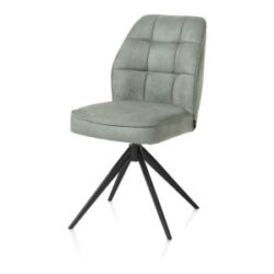 Bell, eetkamerstoel - zwart frame - draaibaar - pocket - stof calabria - Olijf