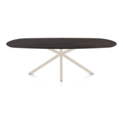 Caletta, eetkamertafel ovaal 240 x 105 cm. - eiken blad - centrale kruispoot cr&egrave;me - Basalt