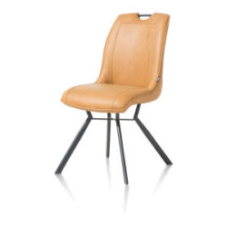 Michiel, chaise - 4-pieds avec liaison croissee + poignee - tissu pala - Jaune ocre