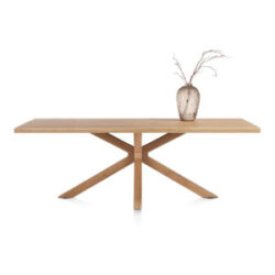 Nyborg, eetkamertafel 230 x 100 cm - rechte zijkant - centrale poot hout