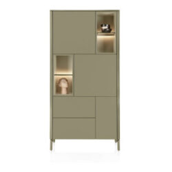 Trentino, Armoire de rangement 95 cm. - 3 portes + 2 tiroirs + 4 pinces - Olive