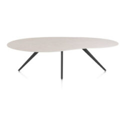 Saluti, eetkamertafel organisch 240 x 120 cm. - 4 poot - rough off black - Light sand