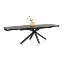 Montello, uitschuiftafel 200 x 100 cm. (+ 2 x 50) - centrale poot - keramiek blad - zwart