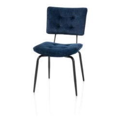 Manou, eetkamerstoel - off black - stof Karese - Donkerblauw
