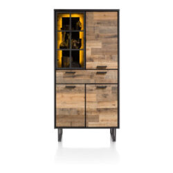 Avalon, bergkast 96 cm - 3-deuren + 1-lade + 1-glasdeur (+ LED) - Driftwood