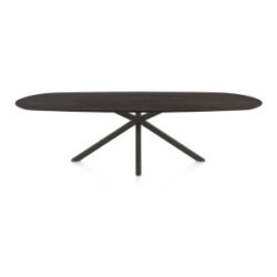 Caletta, eetkamertafel ovaal 270 x 110 cm. - eiken blad - centrale kruispoot grafiet - Basalt