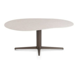 Saluti, eetkamertafel organisch 180 X 120 cm. - centrale teenpoot - steelbrown - Light sand