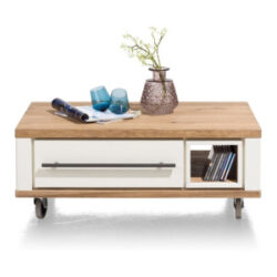 Jardin, table basse 100 x 60 cm + 2-tiroirs + 1-niche - blanc