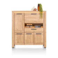 Delmonte, highboard 130 cm - 4-deuren + 1-lade + 1-klep + 1-niche (LED + dimmer)