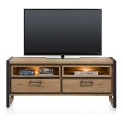 Metalo, buffet bas 140 cm - 2-tiroirs + 2-niches (+ LED)