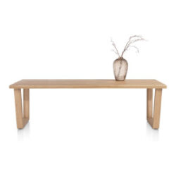 Nyborg, eetkamertafel 230 x 100 cm - rechte zijkant - V-poot hout