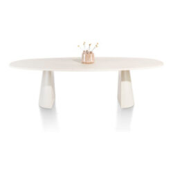 Lund, eetkamertafel ovaal 270 x 120 cm. - stone-skin - cone poot - Nebbia