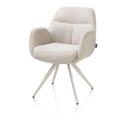 Pippa, Fauteuil + poche - pivotant &agrave; 180 degr&eacute;s - cadre cr&egrave;me - knock down - s&eacute;ville