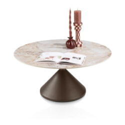 Avelli, table basse ronde 90 cm - steelbrown - plateau céramique