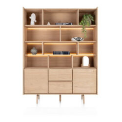 Valgard, vaisselier 160 cm - 2-portes + 2-tiroirs + 11-niches (+ LED)