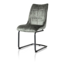 Mischa, chaise - pieds traineau carre + poignee - tissu karese - Olive