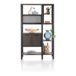 Ridgefield, roomdivider 120 cm - 2-glasdeuren + 4-deuren + 6-niches - Castle antraciet