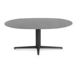 Saluti, eetkamertafel ellips 180 X 105 cm. - centrale teenpoot - rough off black - Antraciet