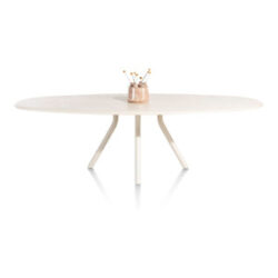 Lund, eetkamertafel ovaal 270 x 120 cm. - stone-skin - centrale poot lang - Nebbia