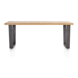 Metalox, eetkamertafel 200 x 100 cm - met rand boomschors + V-vorm metalen poot