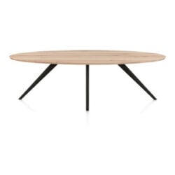 Arvada, eetkamertafel 250 x 110 cm, ellips, 4 poot - Rough off black