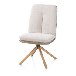 Theros, Chaise de salle à manger 4 pieds en chêne naturel - pivotante - tissu oregon/séville - beige