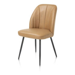 Leo, eetkamerstoel - frame rough off black (ROB) - stof Pala - Okergeel