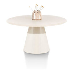Lund, eetkamertafel rond 140 cm. - stone-skin - cone poot - Nebbia