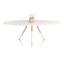 Lund, eetkamertafel ovaal 240 x 120 cm. - stone-skin - centrale poot lang - Nebbia