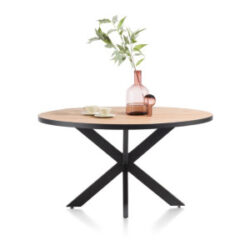 Avalox, eetkamertafel rond 130 x 110 cm - kleur oak natural vintage - centrale poot