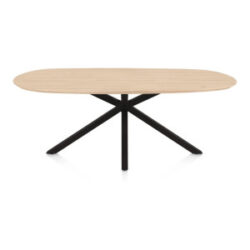 Caletta, table ovale 210 x 100 cm. - plateau en ch&ecirc;ne - pied central en croix noir - Natural