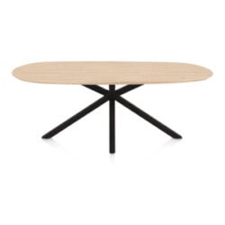 Caletta, eetkamertafel ovaal 210 x 100 cm. - eiken blad - centrale kruispoot zwart - Natural