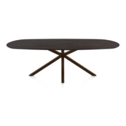 Caletta, eetkamertafel ovaal 240 x 105 cm. - eiken blad - centrale kruispoot steelbrown - Basalt