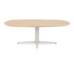 Caletta, eetkamertafel ovaal 210 x 100 cm. - eiken blad - centrale teenpoot crème - Natural