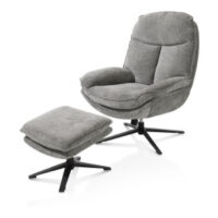Florence, fauteuil relax avec pouf - tissu Enzo - gris