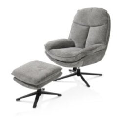 Florence, fauteuil relax avec pouf - tissu Enzo - gris