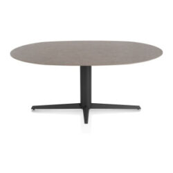Saluti, eetkamertafel ellips 180 X 105 cm. - centrale teenpoot - rough off black - Lava