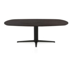 Caletta, eetkamertafel ovaal 210 x 100 cm. - eiken blad - centrale teenpoot zwart - Basalt