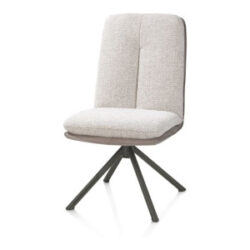 Theros, Chaise de salle &agrave; manger 4 pieds structure en graphite avec syst&egrave;me relax - pivotante - tissu oregon/s&eacute;ville - Caillou