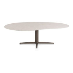Saluti, eetkamertafel organisch 240 X 120 cm. - centrale teenpoot - steelbrown - Light sand