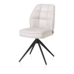 Bell, eetkamerstoel - zwart frame - draaibaar - pocket - stof calabria - Kiezel