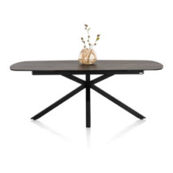 Montello, eetkamertafel 200 x 100 cm - centrale poot - keramiek blad - zwart