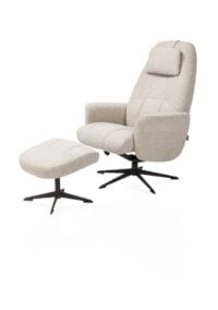 Torino, relaxfauteuil met poef - stof Cloudy - beige