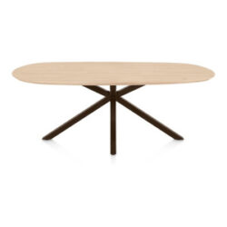 Caletta, table ovale 210 x 100 cm. - plateau en ch&ecirc;ne - pied central en croix steelbrown - Natural