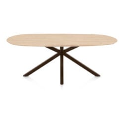 Caletta, eetkamertafel ovaal 210 x 100 cm. - eiken blad - centrale kruispoot steelbrown - Natural