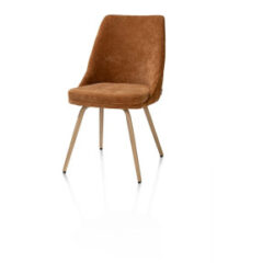 Jaxie, Chaise de salle à manger - pieds métal imprimé chêne - tissu malaya - cuivre