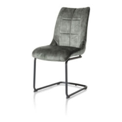 Mischa, chaise - pieds traineau rond + poignee - tissu karese - Olive