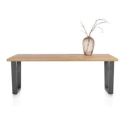 Nyborg, eetkamertafel 200 x 100 cm - rechte zijkant - V-poot geheel metaal